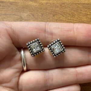 Silver Square Stud Earrings